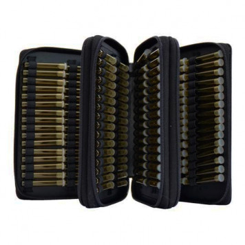 Lederetui bestückt mit 192 Leergl., schwarz