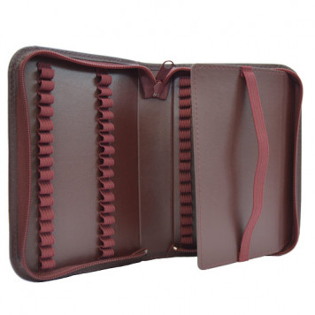 Lederetui leer für 64 Arz.,rot, mit Buchschlaufe