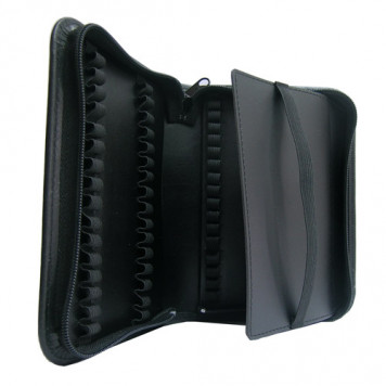 Lederetui leer für 64 Arz., schwarz, mit Buchschlaufe